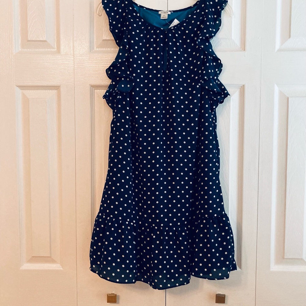 J. Crew Polka Dot Flutter Sleeve Ruffle Dress NWT
